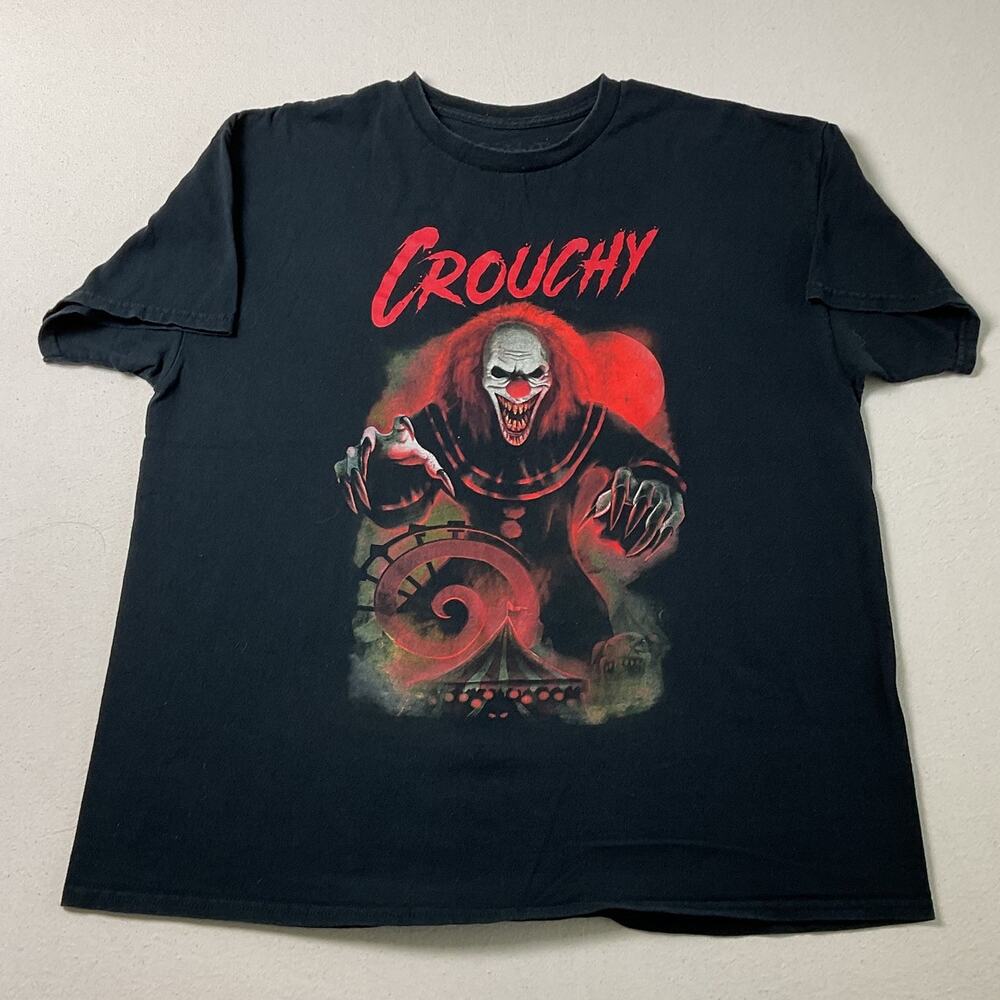 Crouchy the Clown Spirit Halloween Graphic T Shirt Black Adult XL